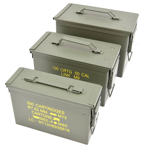 metal army ammo box|surplus 50 cal ammo cans.